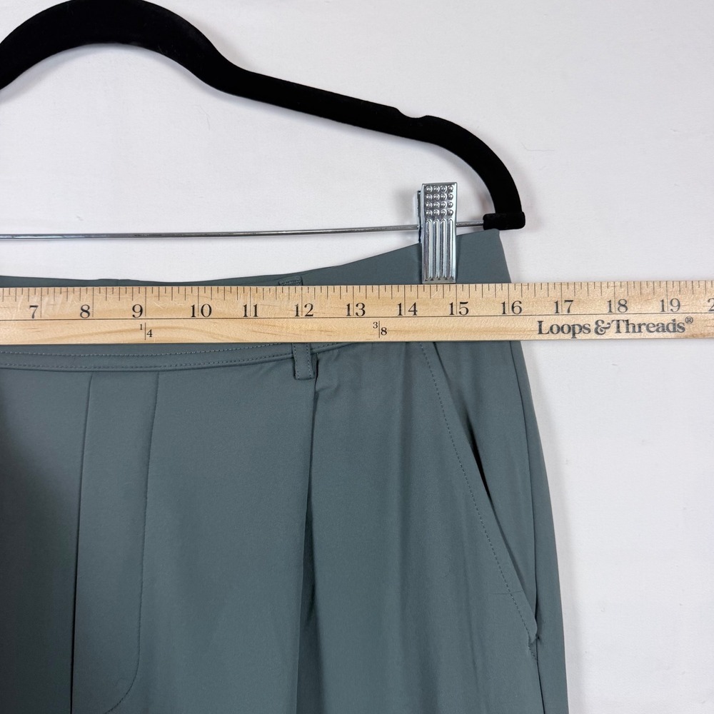 Halara Flex DayStretch High Waisted Straight Leg Trouser Pants L Tall Green Work - Picture 6 of 9